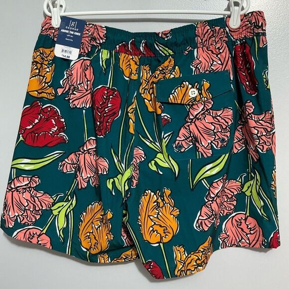 George Green and Yellow Swim Trunks Vibrant Tropical Design -L, NWT - Picture 2 of 5